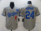 MLB Los Angeles Dodgers #24 Kobe Bryant Grey 2020 KB Patch Game Jersey