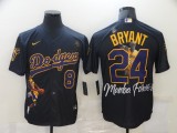 MLB Los Angeles Dodgers Front #8 Back #24 Kobe Bryant Black With KB Patch Jersey