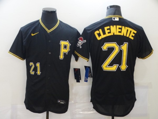 MLB Pittsburgh Pirates #21 Roberto Clemente Black Flex Base Elite Jersey