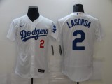 MLB Los Angeles Dodgers #2 Lasorda White Flexbase Elite Jersey
