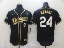 MLB Los Angeles Dodgers Front #8 Back #24 Kobe Bryant Black 2020 Gold World Series Flexbase Jersey