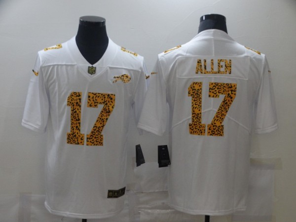 Men's Buffalo Bills #17 Josh Allen White Leopard Vapor Limited Jersey