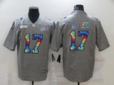 Men's Buffalo Bills #17 Josh Allen Rainbow Grey Limited Jersey