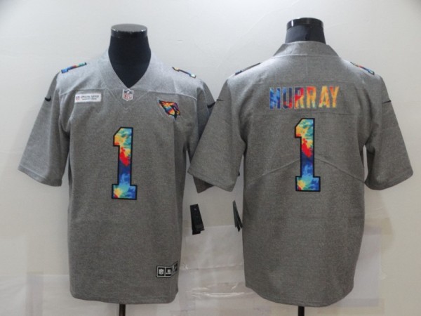 Men's Arizona Cardinals #1 Rainbow Grey Limited Jersey