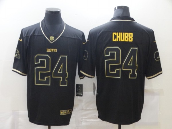 Men's Cleveland Browns #24 Chubb Black 2019 Golden Edition Limited Jersey