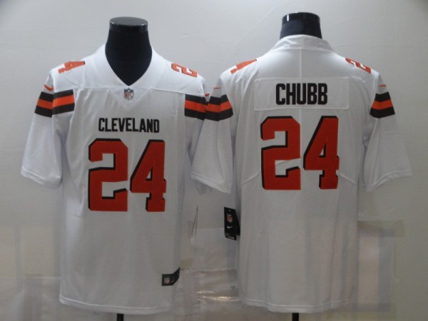 Men's Cleveland Browns #24 Chubb White Vapor Untouchable Limited Jersey