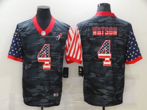 Men's Houston Texans #4 Deshaun Watson 2020 Camo USA Flag Limited Jersey