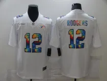 Men's Green Bay Packers #12 Aaron Rodgers White Rainbow Limited Jersey