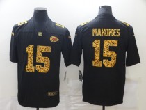 Men's Kansas City Chiefs #15 Patrick Mahomes 2020 Black Leopard Print Fashion Limited Jersey