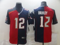 Men's Buccaneers/Patriots  #12 Tom Brady Red Blue Split 2021 Limited Jersey