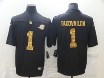 Men's Miami Dolphins #1 Tua Tagovailoa 2020 Black Leopard Print Fashion Limited Jersey