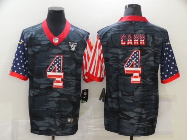 Men's Las Vegas Raiders  #4 Carr  2020 Camo USA Flag Limited Jersey