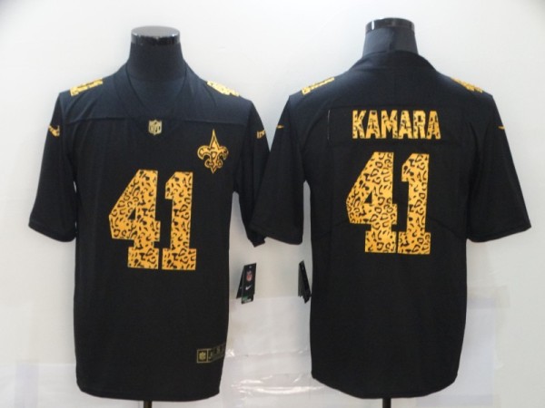 Men's New Orleans Saints #41 Alvin Kamara 2020 Black Leopard Print Fashion Limited Jersey