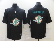 Men's Miami Dolphins #1 Tua Tagovailoa Black Shadow Logo Limited Jersey