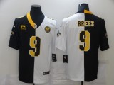 Men's New Orleans Saints #9 Brees Black White Split Limited Jersey