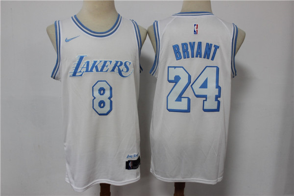 NBA Los Angeles Lakers #8 & #24 Kobe Bryant White 2020/21 Swingman City Edition Nike Jersey