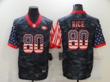 Men's San Francisco 49ers #80 Jerry Rice 2020 Camo USA Flag Limited Jersey