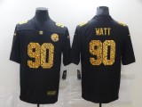 Men's Pittsburgh Steelers #90 Watt Black Leopard Limited Jersey