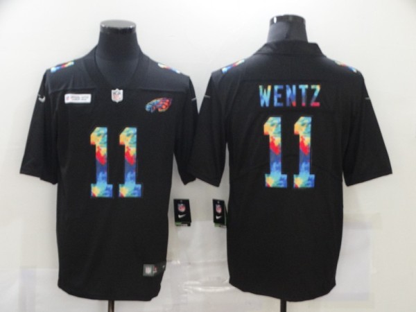 Men's Philadelphia Eagles #11 Carson Wentz 2020 Black Crucial Catch Limited Jersey