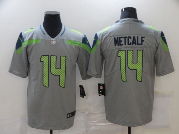 Men's Seattle Seahawks #14 D.K. Metcalf Grey Inverted Legend Men Jersey