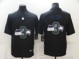 Men's Seattle Seahawks #3 Russell Wilson Black Shadow Logo Limited Jersey