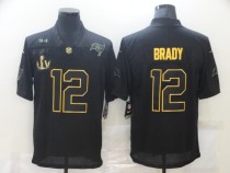 Men's Tampa Bay Buccaneers #12 Tom Brady 2020 Black/Gold Salute To Service With Super Jersey