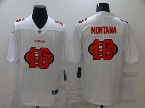 Men's San Francisco 49ers #16 Joe Montana White Shadow Logo Limited Jersey