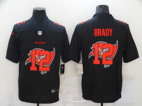 Men's Tampa Bay Buccaneers #12 Brady Black Shadow Logo Limited Jersey