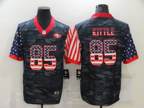 Men's San Francisco 49ers #85 Kittle 2020 Camo USA Flag Limited Jersey