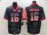 Men's San Francisco 49ers #16 Joe Montana 2020 Camo USA Flag Limited Jersey