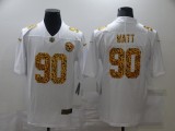 Men's Pittsburgh Steelers #90 Watt White Leopard Limited Jersey