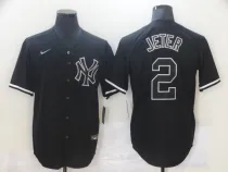 MLB New York Yankees #2 Jeter Black Game Nike  Jersey