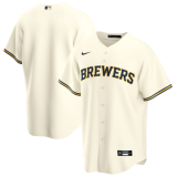 MLB Milwaukee Brewers Cream Grey Game Nike Jersey