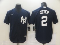 MLB New York Yankees #2 Jeter Navy Blue Game Nike Jersey