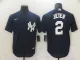 MLB New York Yankees #2 Jeter Navy Blue Game Nike Jersey