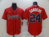 MLB Atlanta Braves #24 Sanders Red Game Nike Jersey