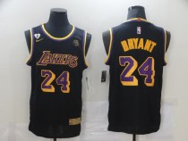 NBA Los Angeles Lakers #24 Kobe Bryant With KB Patch Black Jersey