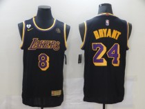 NBA Los Angeles Lakers #8 & #24 Kobe Bryant With KB Patch Black Jersey