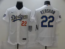 MLB Los Angeles Dodgers #22 Clayton Kershaw White Gold Championship Flex Base Elite Jersey