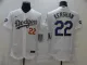 MLB Los Angeles Dodgers #22 Clayton Kershaw White Gold Championship Flex Base Elite Jersey