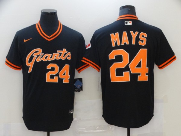 MLB San Francisco Giants #24 Mays Black Game Jersey