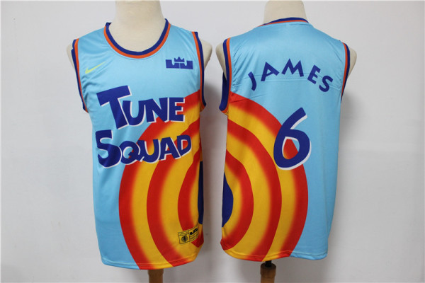 NBA Los Angeles Lakers # 6 LeBron James Blue Movie Space Jam Tune Squad Jersey