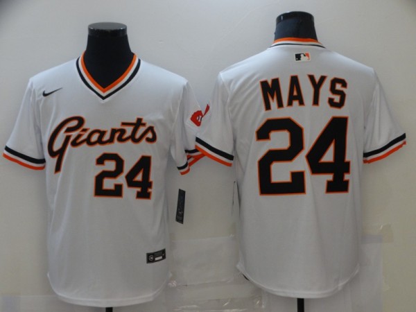 MLB San Francisco Giants #24 Mays White Game Jersey