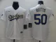 MLB Los Angeles Dodgers #50 Mookie Betts White Gold Game Nike Jersey