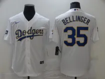 MLB Los Angeles Dodgers #35 Cody Bellinger White Gold Game Nike Jersey