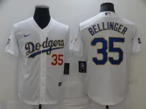 MLB Los Angeles Dodgers #35 Cody Bellinger White Gold Game Nike Jersey