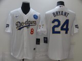MLB Los Angeles Dodgers #8 & #24 Kobe Bryant With KB Patch White Gold Game Nike Jersey