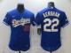 MLB Los Angeles Dodgers #22 Clayton Kershaw White Gold Championship Flex Base Elite Jersey