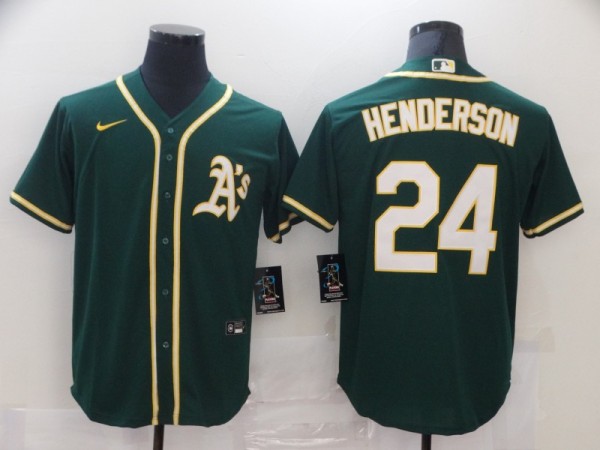 MLB Oakland Athletics #24 Henderson Green Game Nike Jersey