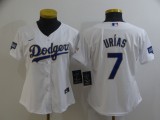 Women MLB Los Angeles Dodgers #7 Julio Urias White Gold Game Nike Jersey